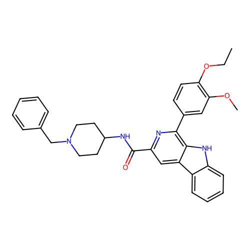 N-(1-benzylpiperidin-4-yl)-1-(4-ethoxy-3-methoxyphenyl)-9H-pyrido[3,4-b]indole-3-carboxamide structure
