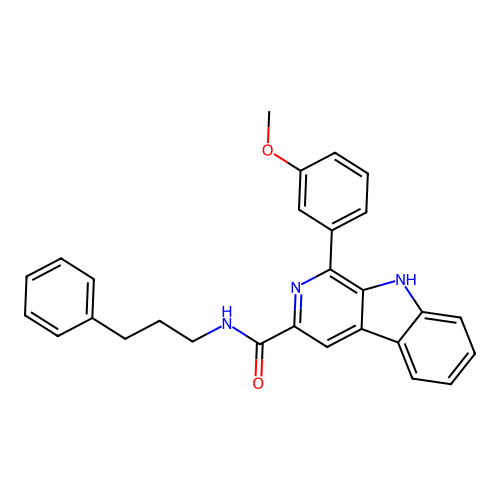 1-(3-methoxyphenyl)-N-(3-phenylpropyl)-9H-pyrido[3,4-b]indole-3-carboxamide structure