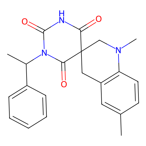 1',6'-dimethyl-1-(1-phenylethyl)-2',4'-dihydro-1H,1'H-spiro[pyrimidine-5,3'-quinoline]-2,4,6(3H)-trione structure