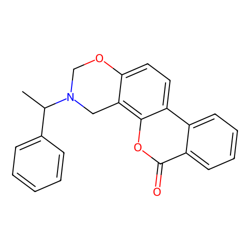 3-(1-phenylethyl)-3,4-dihydrobenzo[3,4]chromeno[8,7-e][1,3]oxazin-6(2H)-one structure