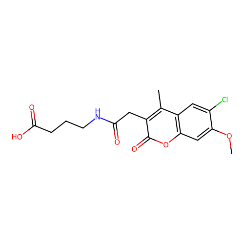 4-(2-(6-chloro-7-methoxy-4-methyl-2-oxo-2H-chromen-3-yl)acetamido)butanoic acid structure