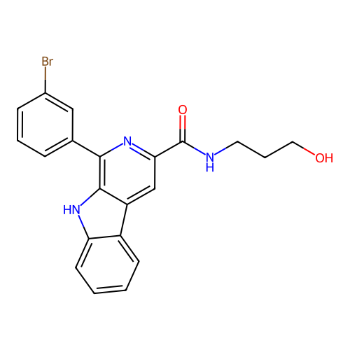 1-(3-bromophenyl)-N-(3-hydroxypropyl)-9H-pyrido[3,4-b]indole-3-carboxamide structure