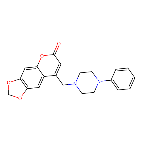 8-((4-phenylpiperazin-1-yl)methyl)-6H-[1,3]dioxolo[4,5-g]chromen-6-one structure