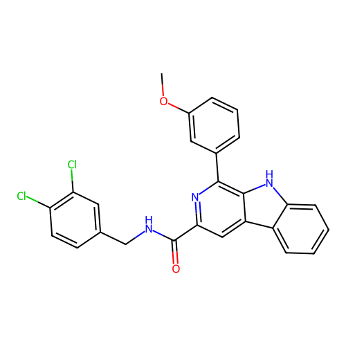 N-(3,4-dichlorobenzyl)-1-(3-methoxyphenyl)-9H-beta-carboline-3-carboxamide structure