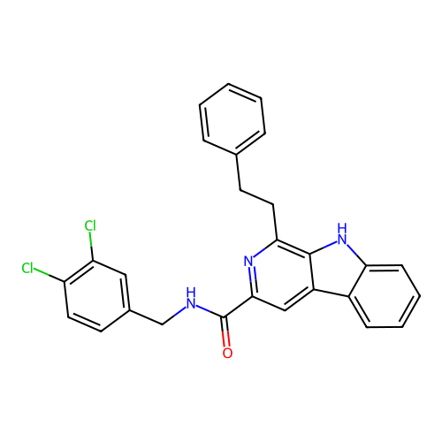 N-(3,4-dichlorobenzyl)-1-(2-phenylethyl)-9H-beta-carboline-3-carboxamide structure