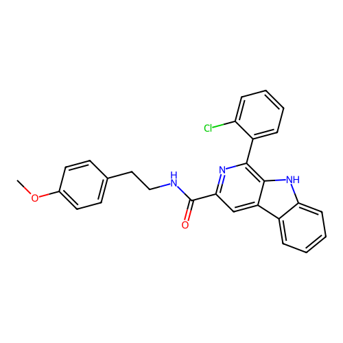 1-(2-chlorophenyl)-N-(4-methoxyphenethyl)-9H-pyrido[3,4-b]indole-3-carboxamide structure