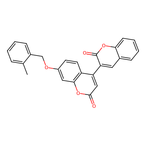 7'-((2-methylbenzyl)oxy)-2H,2'H-[3,4'-bichromene]-2,2'-dione structure