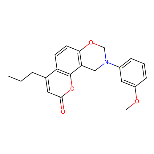 9-(3-methoxyphenyl)-4-propyl-9,10-dihydrochromeno[8,7-e][1,3]oxazin-2(8H)-one structure