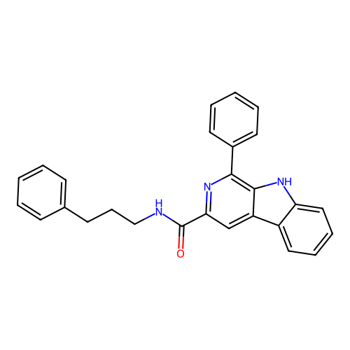 1-phenyl-N-(3-phenylpropyl)-9H-pyrido[3,4-b]indole-3-carboxamide structure