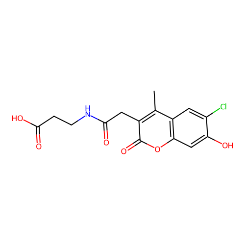 3-(2-(6-chloro-7-hydroxy-4-methyl-2-oxo-2H-chromen-3-yl)acetamido)propanoic acid structure