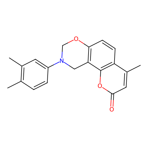 9-(3,4-dimethylphenyl)-4-methyl-9,10-dihydrochromeno[8,7-e][1,3]oxazin-2(8H)-one structure