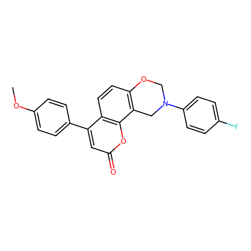 9-(4-fluorophenyl)-4-(4-methoxyphenyl)-9,10-dihydrochromeno[8,7-e][1,3]oxazin-2(8H)-one structure