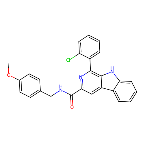 1-(2-chlorophenyl)-N-(4-methoxybenzyl)-9H-beta-carboline-3-carboxamide structure