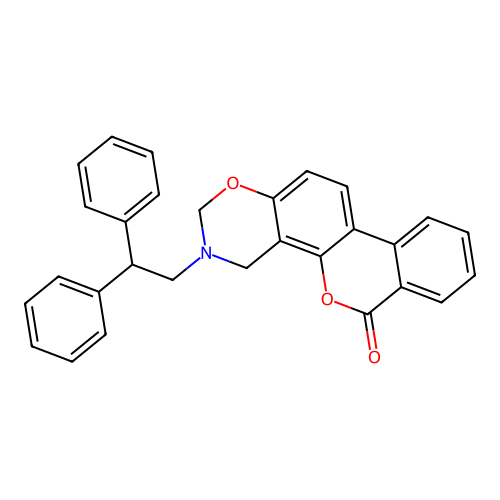 3-(2,2-diphenylethyl)-3,4-dihydrobenzo[3,4]chromeno[8,7-e][1,3]oxazin-6(2H)-one structure