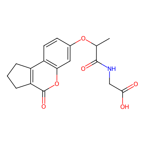 N-{2-[(4-oxo-1,2,3,4-tetrahydrocyclopenta[c]chromen-7-yl)oxy]propanoyl}glycine structure