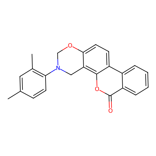 3-(2,4-dimethylphenyl)-3,4-dihydrobenzo[3,4]chromeno[8,7-e][1,3]oxazin-6(2H)-one structure
