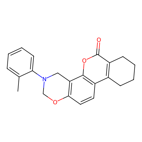 3-(o-tolyl)-3,4,7,8,9,10-hexahydrobenzo[3,4]chromeno[8,7-e][1,3]oxazin-6(2H)-one structure
