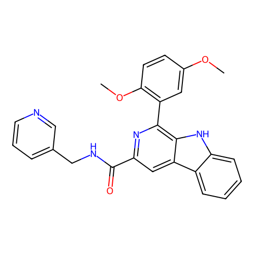 1-(2,5-dimethoxyphenyl)-N-(pyridin-3-ylmethyl)-9H-pyrido[3,4-b]indole-3-carboxamide structure