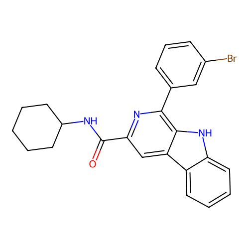 1-(3-bromophenyl)-N-cyclohexyl-9H-pyrido[3,4-b]indole-3-carboxamide structure