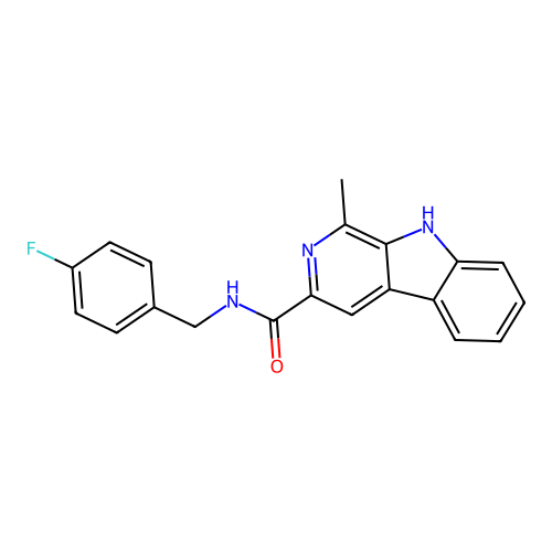 N-(4-fluorobenzyl)-1-methyl-9H-beta-carboline-3-carboxamide structure