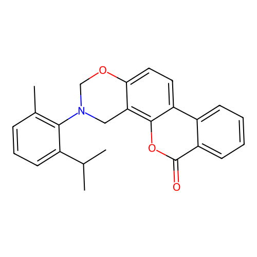 3-(2-isopropyl-6-methylphenyl)-3,4-dihydrobenzo[3,4]chromeno[8,7-e][1,3]oxazin-6(2H)-one structure