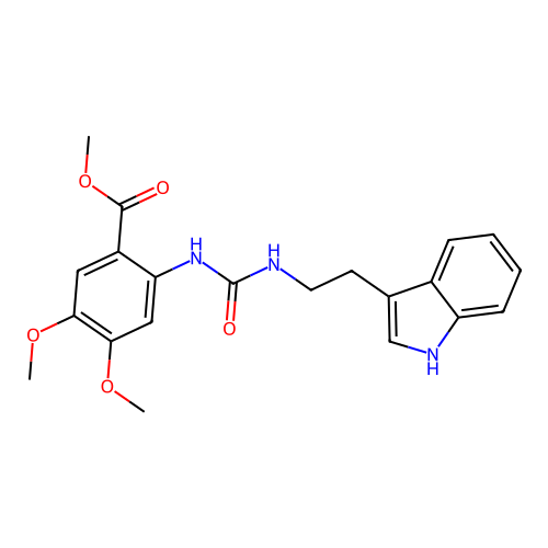 methyl 2-({[2-(1H-indol-3-yl)ethyl]carbamoyl}amino)-4,5-dimethoxybenzoate structure