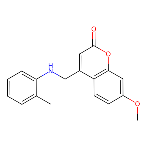 7-methoxy-4-{[(2-methylphenyl)amino]methyl}-2H-chromen-2-one structure