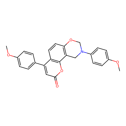 4,9-bis(4-methoxyphenyl)-9,10-dihydrochromeno[8,7-e][1,3]oxazin-2(8H)-one structure