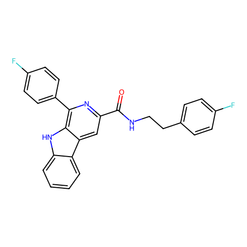 1-(4-fluorophenyl)-N-[2-(4-fluorophenyl)ethyl]-9H-beta-carboline-3-carboxamide structure
