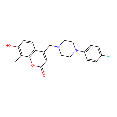 4-{[4-(4-fluorophenyl)piperazin-1-yl]methyl}-7-hydroxy-8-methyl-2H-chromen-2-one structure
