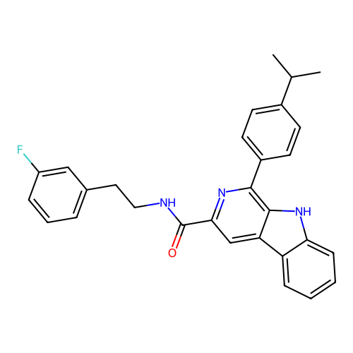 N-(3-fluorophenethyl)-1-(4-isopropylphenyl)-9H-pyrido[3,4-b]indole-3-carboxamide structure