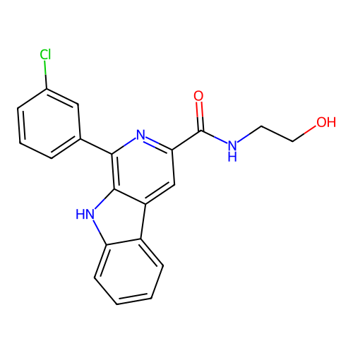 1-(3-chlorophenyl)-N-(2-hydroxyethyl)-9H-pyrido[3,4-b]indole-3-carboxamide structure