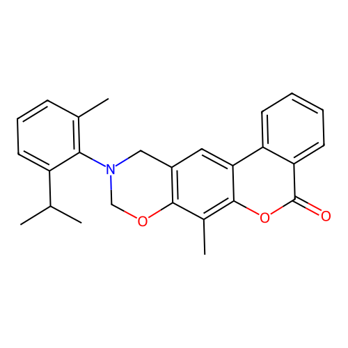 10-(2-isopropyl-6-methylphenyl)-7-methyl-10,11-dihydrobenzo[3,4]chromeno[6,7-e][1,3]oxazin-5(9H)-one structure