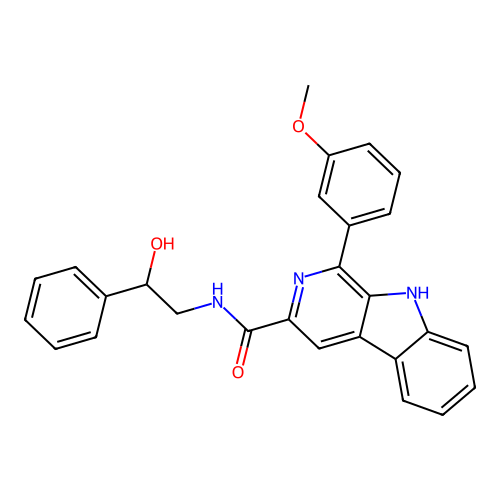 N-(2-hydroxy-2-phenylethyl)-1-(3-methoxyphenyl)-9H-pyrido[3,4-b]indole-3-carboxamide structure