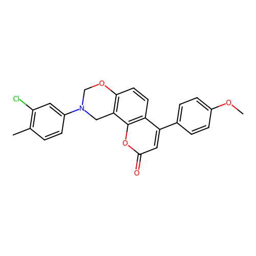 9-(3-chloro-4-methylphenyl)-4-(4-methoxyphenyl)-9,10-dihydrochromeno[8,7-e][1,3]oxazin-2(8H)-one structure