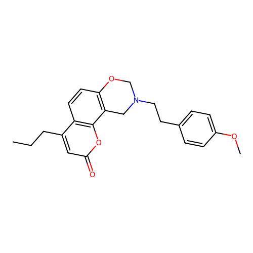9-(4-methoxyphenethyl)-4-propyl-9,10-dihydrochromeno[8,7-e][1,3]oxazin-2(8H)-one structure