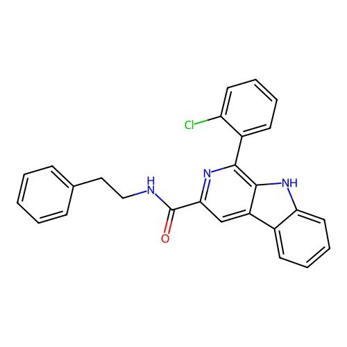 1-(2-chlorophenyl)-N-phenethyl-9H-pyrido[3,4-b]indole-3-carboxamide structure