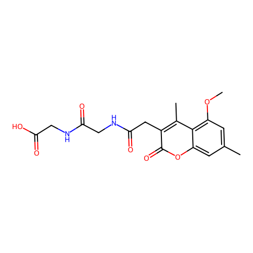 N-[(5-methoxy-4,7-dimethyl-2-oxo-2H-chromen-3-yl)acetyl]glycylglycine structure