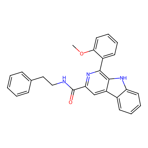 1-(2-methoxyphenyl)-N-phenethyl-9H-pyrido[3,4-b]indole-3-carboxamide structure