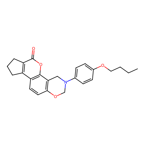 3-(4-butoxyphenyl)-3,4,8,9-tetrahydro-2H-cyclopenta[3,4]chromeno[8,7-e][1,3]oxazin-6(7H)-one structure