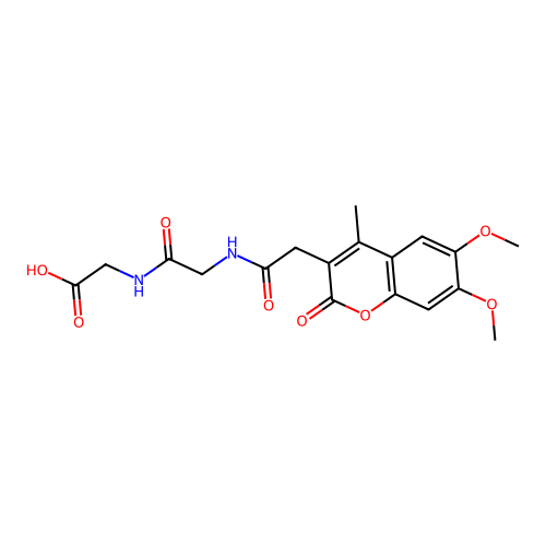 2-(2-(2-(6,7-dimethoxy-4-methyl-2-oxo-2H-chromen-3-yl)acetamido)acetamido)acetic acid structure