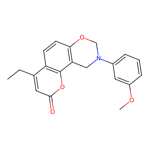 4-ethyl-9-(3-methoxyphenyl)-9,10-dihydrochromeno[8,7-e][1,3]oxazin-2(8H)-one structure