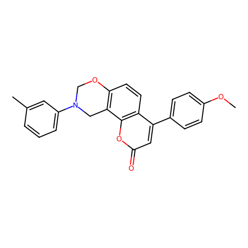 4-(4-methoxyphenyl)-9-(m-tolyl)-9,10-dihydrochromeno[8,7-e][1,3]oxazin-2(8H)-one structure