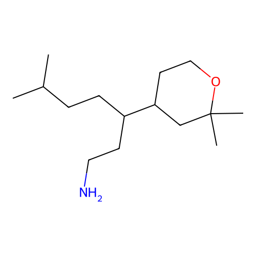 3-(2,2-dimethyltetrahydro-2H-pyran-4-yl)-6-methylheptan-1-amine structure