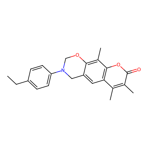 3-(4-ethylphenyl)-6,7,10-trimethyl-3,4-dihydrochromeno[6,7-e][1,3]oxazin-8(2H)-one structure