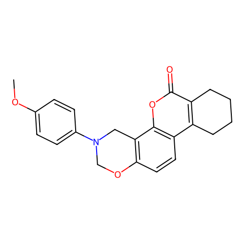 3-(4-methoxyphenyl)-3,4,7,8,9,10-hexahydro-2H,6H-benzo[3,4]chromeno[8,7-e][1,3]oxazin-6-one structure