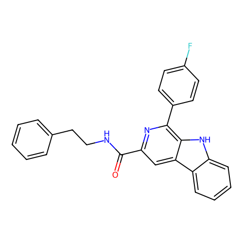 1-(4-fluorophenyl)-N-phenethyl-9H-pyrido[3,4-b]indole-3-carboxamide structure