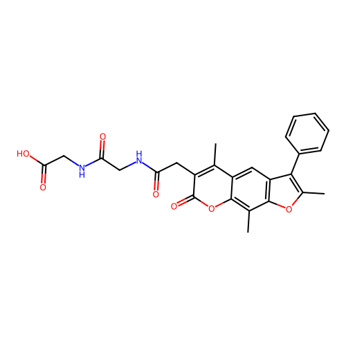 2-(2-(2-(2,5,9-trimethyl-7-oxo-3-phenyl-7H-furo[3,2-g]chromen-6-yl)acetamido)acetamido)acetic acid structure