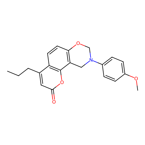 9-(4-methoxyphenyl)-4-propyl-9,10-dihydrochromeno[8,7-e][1,3]oxazin-2(8H)-one structure