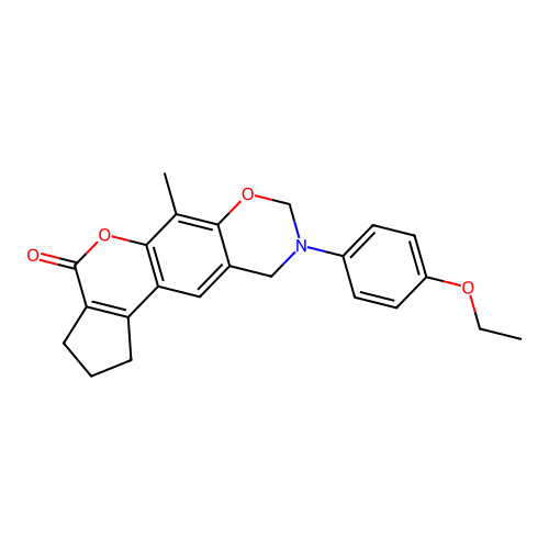 9-(4-ethoxyphenyl)-6-methyl-2,3,9,10-tetrahydro-1H-cyclopenta[3,4]chromeno[6,7-e][1,3]oxazin-4(8H)-one structure